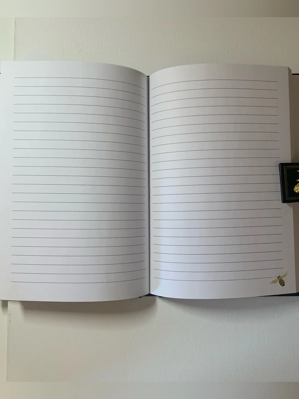 Brand new Punch Studio Black notebook with gold polka dots and gold bee charm